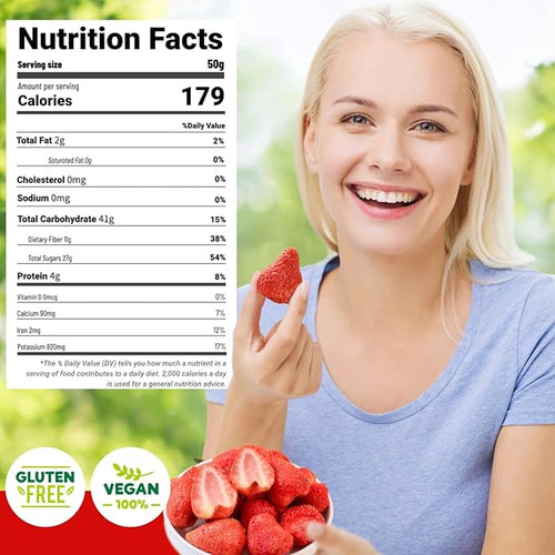 8.82OZ Whole Freeze Dried Strawberry - 100% Natural Strawberry with Sugar Vegan &amp NON GMO Dried Strawberries Perfect for Snack Beverages Baking Ice Cream Oatmeal(250g)