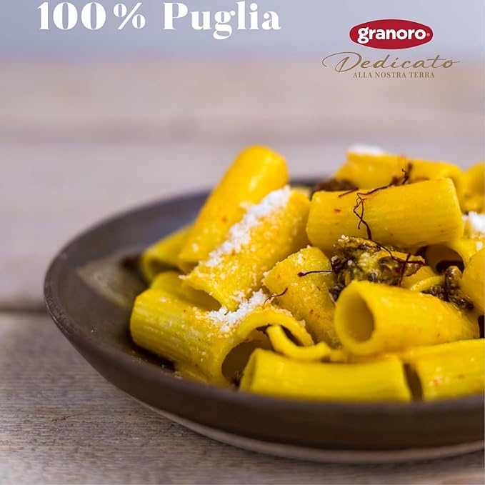 Granoro Dedicato Rigatoni #183 -Authentic Italian Pasta Made from 100% Puglia Durum Wheat Semolina Bronze Die Non-GMO Vegan 1 lb Bags (Pack of 3)