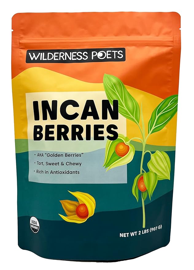 Wilderness Poets Organic Incan Berries (Golden Berries Gooseberries) - Raw Dried Fruit - Bulk Size (32 Ounce - 2 Pound)