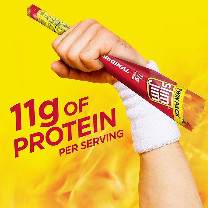 Slim Jim Smoked Meat Sticks Original Flavor 6g Protein Per Stick Twin Pack Easter Basket Stuffer for Men 1.94 oz. (24 Count)
