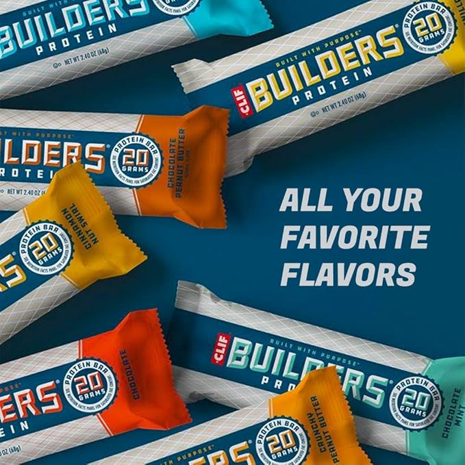 Clif Bar - Builder's Protein Bar Variety Pack 20g of Protein (Chocolate Mint &amp Chocolate Peanut Butter) - 18 Count
