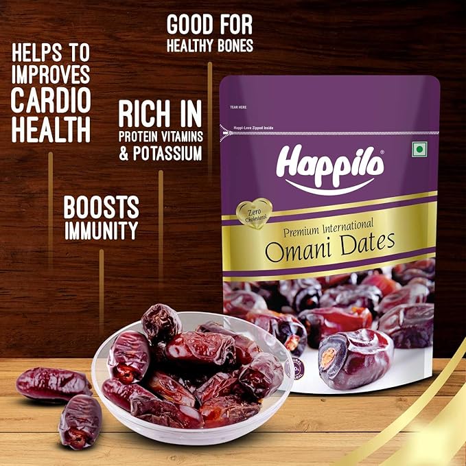 Happilo Premium International Omani Dates 680G Value Pack Khajoor Or Khajur Dry Fruit Healthy &amp Nutritious Snack Rich In Protein &amp Vitamins Natural Sweetener 680 G (Pack Of 1) Dates