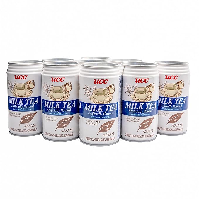 UCC Japanese Milk Tea Drink 11.4-Ounce Cans Pack of 24 Refreshing Canned Beverage Authentic Taste Perfect Healthy Drink