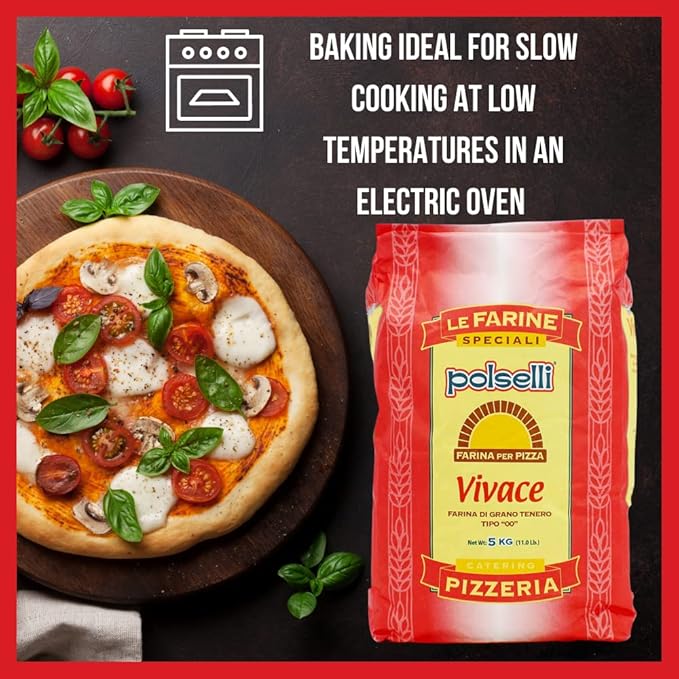 Vivace Tipo 00 Double Zero Flour OO Flour Napoletana Romana Traditional Pizza Dough Mix Pasta Bread (5 kg) 11 lbs by Polselli