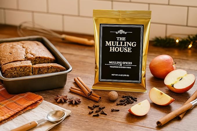 The Mulling House Mulling Spices 6-Pack – 6 oz Pouches for Making Magic in Cider Wine Tea Coffee &amp Baking – Instant Dissolving Drink Mix with Cinnamon Clove Nutmeg Citrus – Holiday Favorite