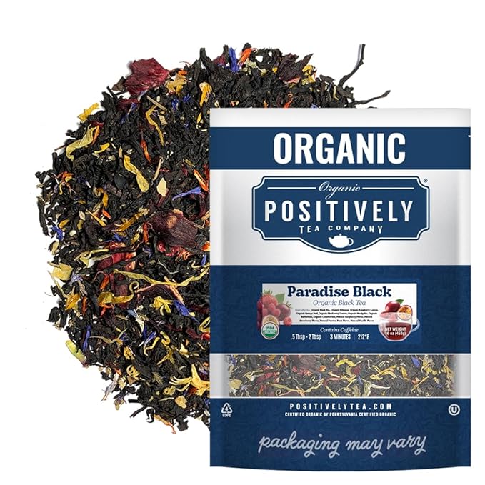 Organic Positively Tea Company Paradise Black Tea Loose Leaf 16 Ounce