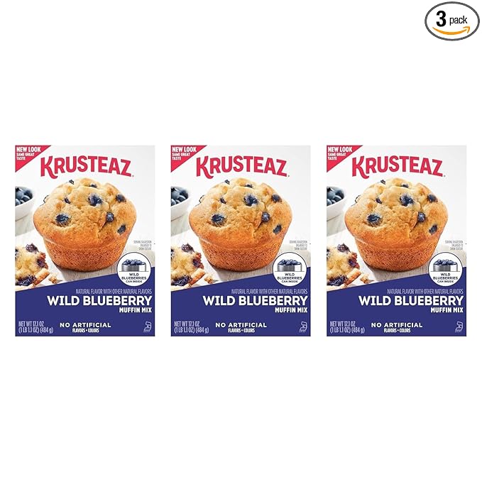 Krusteaz Wild Blueberry Muffin Mix - No Artificial Flavors or Colors - 17.1 OZ (Pack of 3)