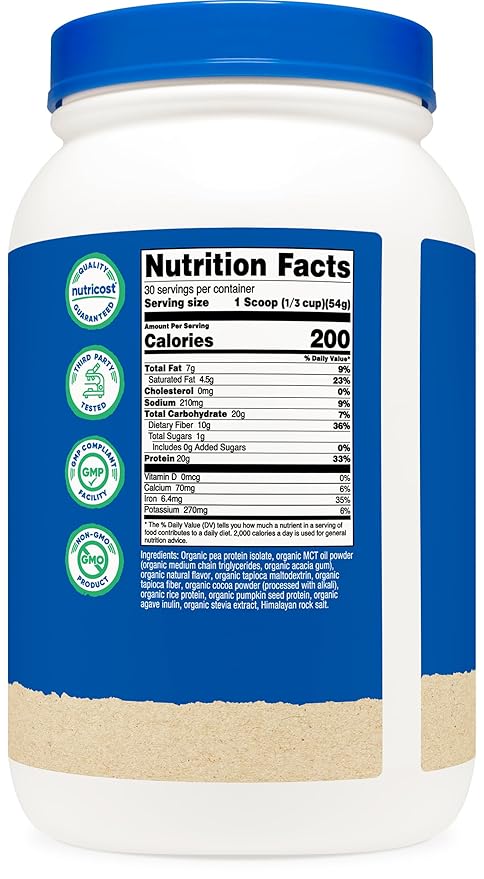 Nutricost Organic Vegan MRP (Chocolate Flavored) (30 Servings) - GMO Free Gluten-Free Meal Replacement Drink