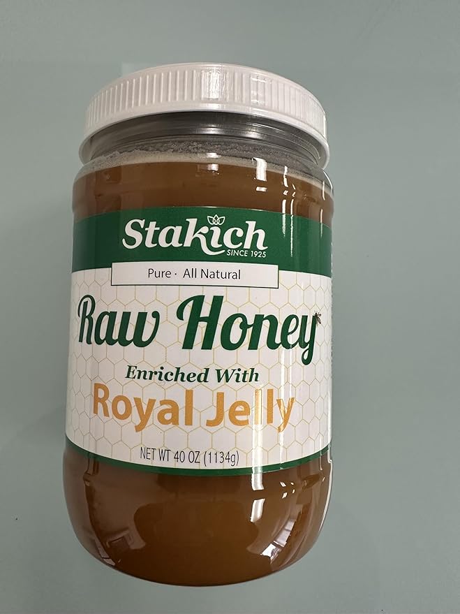 Stakich Royal Jelly Enriched Raw Honey - Pure Unprocessed Unheated - 40 Ounce