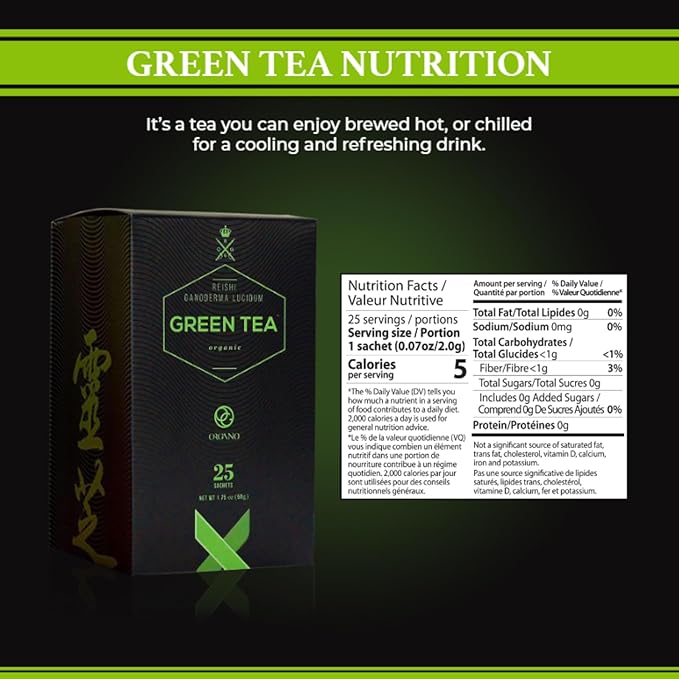 ORGANO Green Tea with Ganoderma Lucidum (1 Box of 25 Sachets)