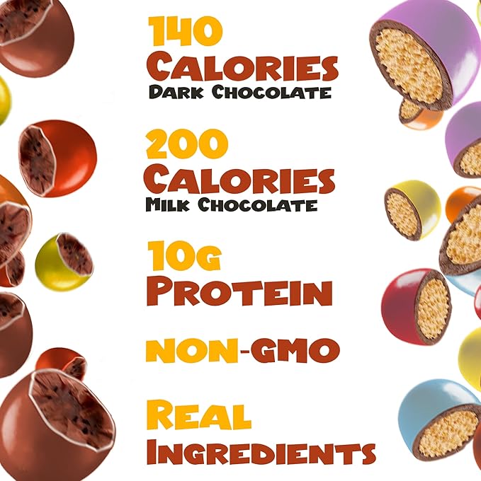 POINTS! KRUNCH Milk + Dark Chocolate High Protein Snack 10g of Protein Coated Candy Shell with a Crispy Whey Center Healthy Protein Packed Candy No Artificial Additives Created by Hummii Snacks (