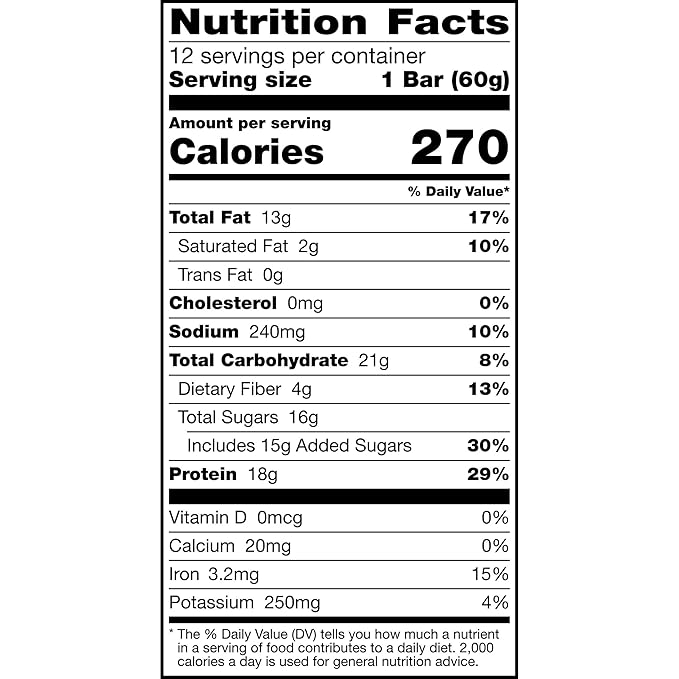 RXBAR High Protein Bars Gluten Free Protein Snacks Vanilla Peanut Butter 25.3oz Box (12 Bars)