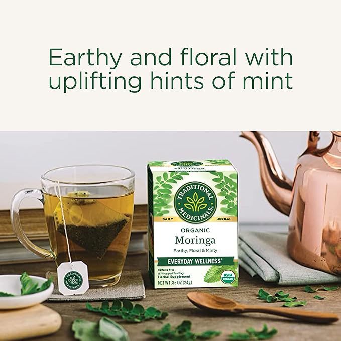 Traditional Medicinals Organic Moringa Tea with Spearmint &amp Sage USDA Certified Organic Non-GMO 16 Count (Pack of 6)