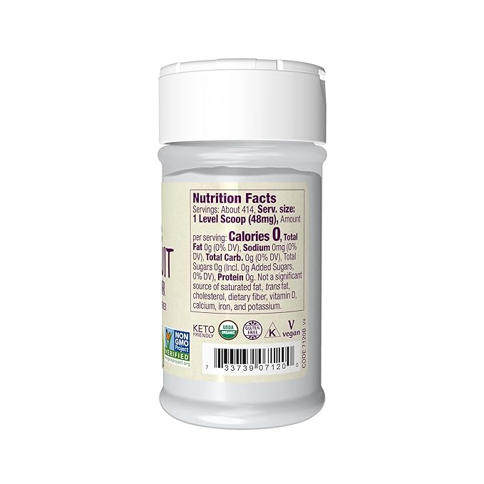NOW Foods Certified Organic Monk Fruit Extract Powder Zero Calorie Sweetener Large Bottle for Serving Scoop Certified Non-GMO 0.7-Ounce