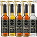 Café Le Rou Coffee Syrup Variety 5-Pack- 25.4 oz Vanilla French Vanilla Caramel Salted Caramel Hazelnut *Includes 5 Syrup Pumps* Flavoring Syrup for Coffee Tea and Espresso