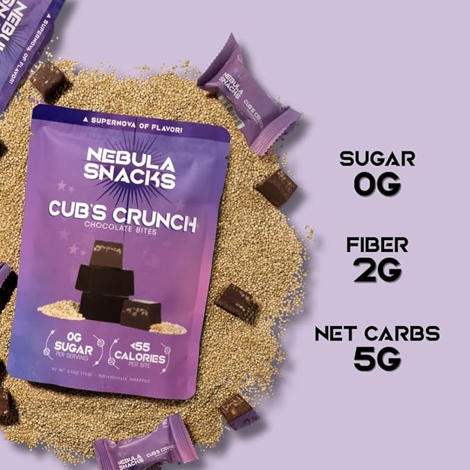 Nebula Snacks Variety Pack – Zero Sugar Dark Chocolate Bites in Four Flavors: Minty Way Cosmic Caramel Coconaut Blast &amp P’Nut Butta Non-Glycemic Keto-Friendly Dairy-Free and Gluten-Free – 4
