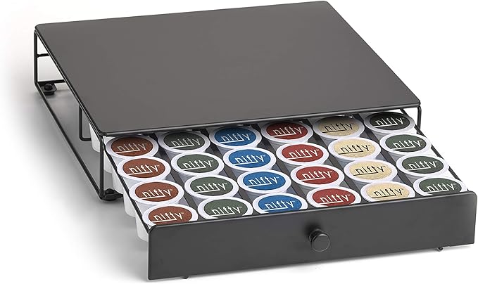 NIFTY Solutions Under The Brewer Coffee Pod Holder. Holds 36 K Cup Pods. Space Saving Design Fits Under All At Home Keurig Brewers