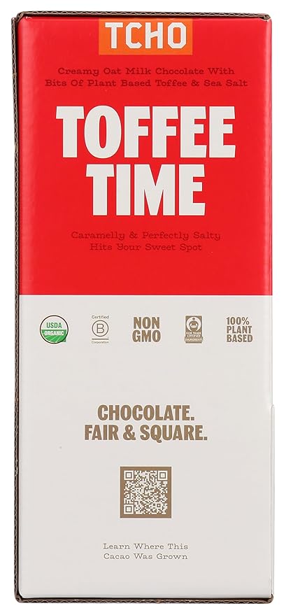 TCHO Oatally Awesome Milk Chocolate Squares (60 count) | Toffee Time &amp Oat My Gawd Cashew Oat-Milk Chocolates| Plant Based Organic &amp Fair Trade | Non GMO Non-Dairy Vegan Soy Free (7g each)