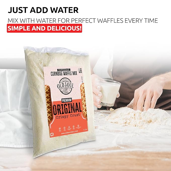 OldSoul Professional Corndog Waffle Mix | Original Flavour | 5 Lbs | 140 Waffles (5 Lbs Traditional)