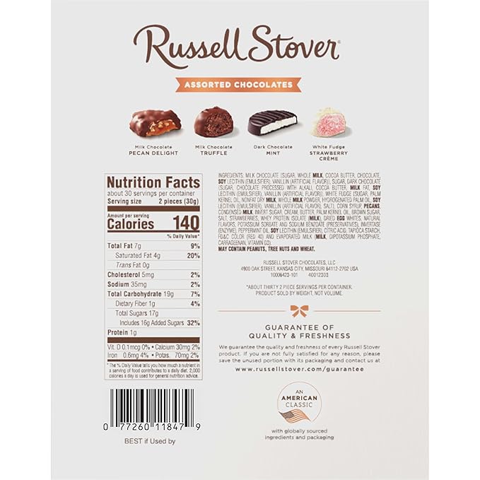 RUSSELL STOVER Assorted Milk &amp Dark Chocolate Candy Gift Box 32.1 oz.