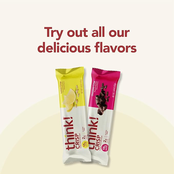 think! Protein Bars High Protein Snacks Gluten Free Kosher Friendly Lemon Crisp 10 Count (Packaging May Vary)