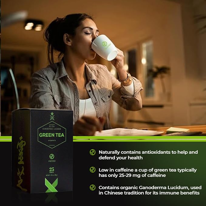 ORGANO Green Tea with Ganoderma Lucidum (1 Box of 25 Sachets)