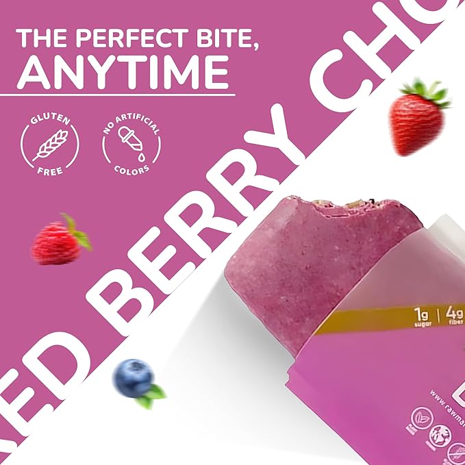 Rawmantic Berry Energy Bar (12 Mini Bars x 60g) – Organic Passion Fruit &amp Mixed BerriesPuffed Quinoa Sorghum Millet &amp Buckwheat - No Artificial Flavors Plant-Based Non-GMO &amp Kosher