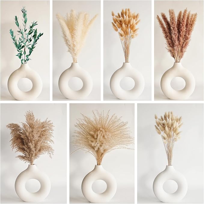 123 PCS Dried Flower Bouquet – Pampas Grass Floral Decor for Home Wedding and Boho Style | Perfect for Vases Fall Spring Summer and Winter Arrangements