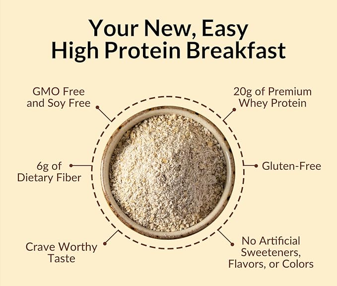Naked Oats - Cinnamon Overnight Oats 20g Whey Protein Gluten-Free Oatmeal Instant Breakfast or Shake High Protein Oatmeal High Fiber Breakfast Shake Non GMO No Soy - 12 Servings