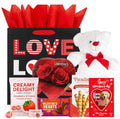 Valentines Day Gift Basket Set with Teddy (Red or White) Heart-Shaped Chocolates Assorted Chocolates for Him or Her