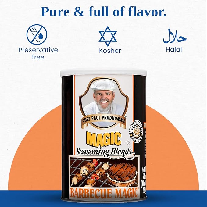 Chef Paul Barbecue Magic Seasoning Blends | All Purpose Seasoning for Grilling &amp Smoking | Smoky Slightly Peppery BBQ Rub | Dry Rub for Chicken Ribs &amp Burgers | BBQ Seasoning | 24 oz (Pack o