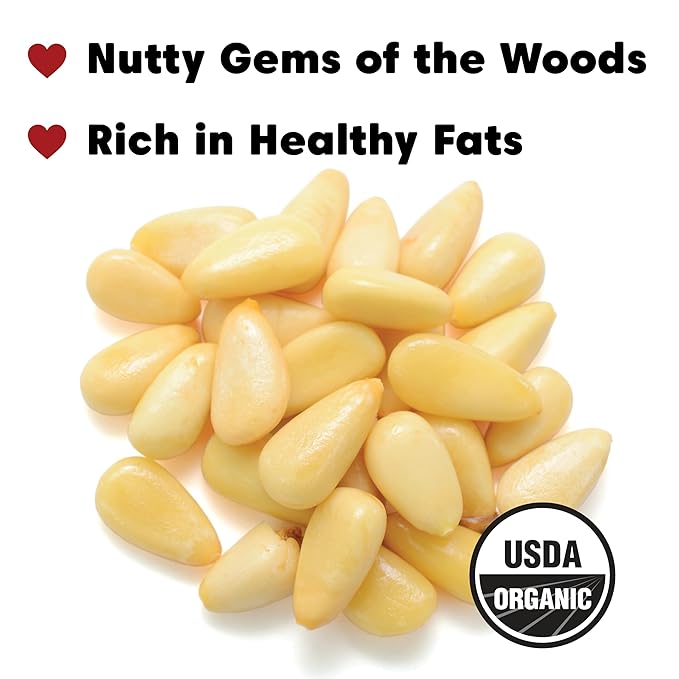 Wilderness Poets Organic Pine Nuts Fresh Sweet Creamy &amp Buttery (16 Ounce - 1 Pound)