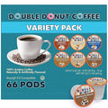 Double Donut Coffee Variety Pack Assorted Medium Roast Dark Roast &amp Flavored Coffee in Recyclable Single Serve Cup 66 Count
