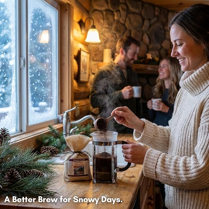 Bounty Foods Huckleberry Ground Coffee - 2/12 oz Rustic Western Style Burlap Bags Montana Grown and Hand Harvested Huckleberries - Coffee Beverages Espresso Latte Cappuccino Mocha