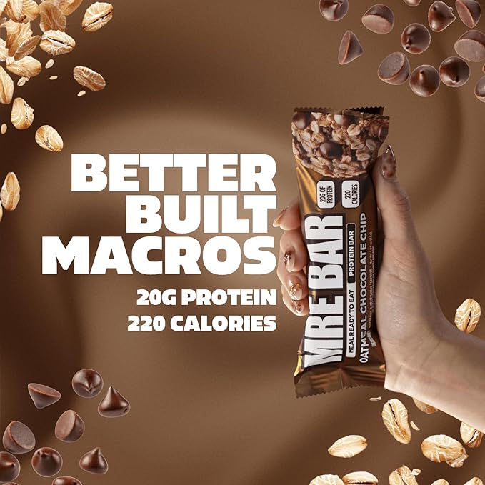 REDCON1 MRE Oatmeal Chocolate Chip Protein Bars - 12 Count Snack Bars for Breakfast or Post-Workout