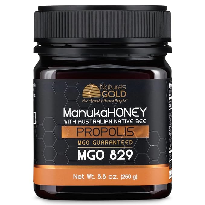 Nature’s Gold Raw Manuka Honey with Australian Native Bee Propolis MGO 829+ | 8.8oz (250g) 100% Pure Genuine Traceable Hive to Home
