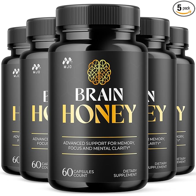 (5 Pack) Brain Honey Capsules Brain Honey Pills with All Natural Ingredients Advanced Overall Health and Wellness Vitamin Supplement Formula for Maximum Strength Multivitamins (300 Capsules)