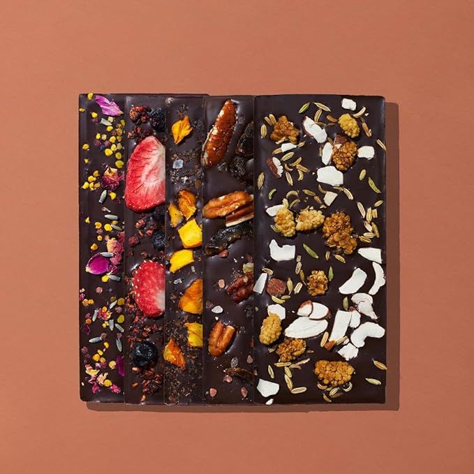 Spring &amp Mulberry Healthy Dark Chocolate Bars Sugar Free - Date Sweetened Chocolate Gift Box - Healthy Bars Gluten Free &amp Vegan - Embellished with Fruits &amp Florals Holiday Chocolates Gift