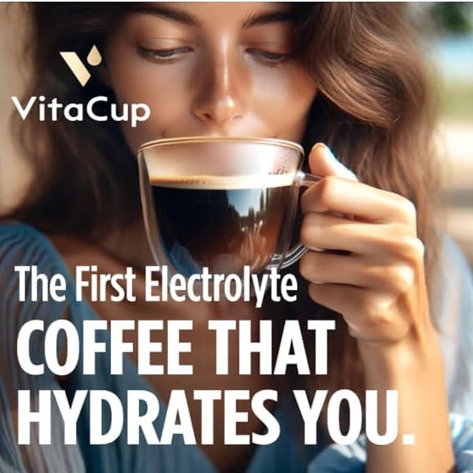 VitaCup Hydration Coffee Pods The First Coffee That Hydrates You w/Electrolytes Coconut Water Pink Himalayan Salt Magnesium Medium RoastSingle Serve Pod compatible w/Keurig K-Cup Brewers 18Ct
