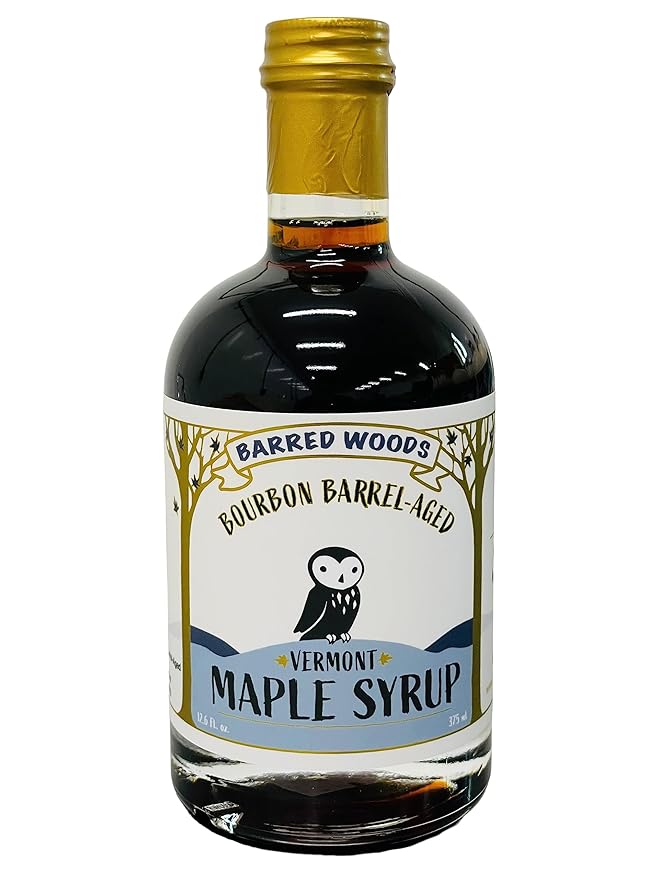 Bourbon Maple Syrup - Authentic &amp Real Vermont Maple Syrup - Maple Syrup Aged in Premium Bourbon Barrels - Barred Woods Maple