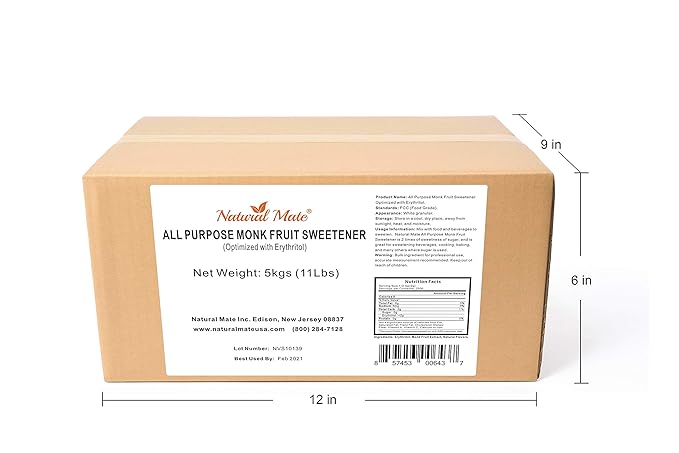 Monk Fruit Zero Calorie Sweetener (2x Sugar Sweet Original) 5kg/11Lbs- Granular Powder Blended with Erythritol - Sweet Natural Alternative to Xylitol and Stevia - Sugar Replacement for Keto Paleo