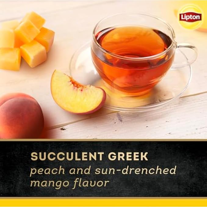 Lipton Black Tea Peach Mango Pyramid Tea Bags Flavored Teabags for a Refreshing Cup of Tea 80 Total Tea Bags (20ct - Pack of 8)