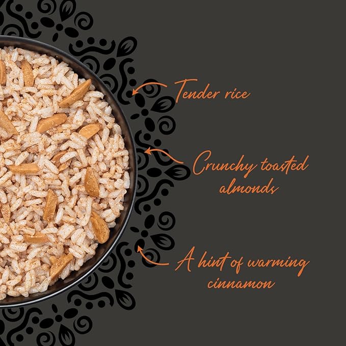 Mina Festive Rice With Toasted Almonds &amp Cinnamon Ready to Eat Rice Pilaf Side Dishes Microwave Rice Vegan Protein Non-GMO Gluten-Free Kosher 8 oz (Pack of 6)