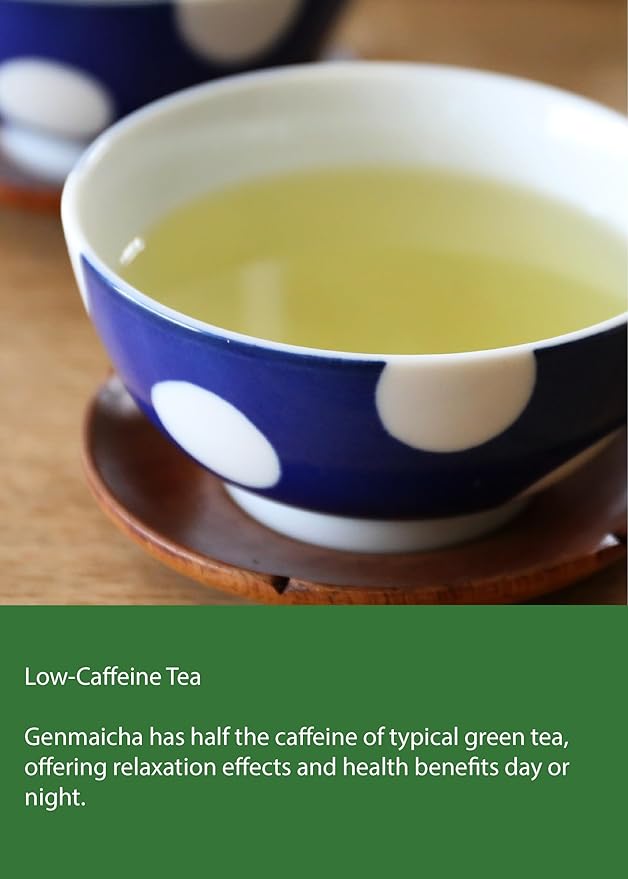 Kawashimaya Organic Genmaicha 35.27 oz (1000g) - Japanese Green Tea with Roasted Brown Rice Loose Leaf Made in Japan