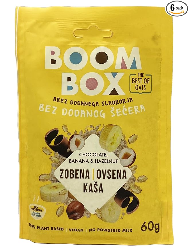 BOOM BOX Chocolate Banana Hazelnut Oatmeal - 60 g - Energizing Breakfast CereaL