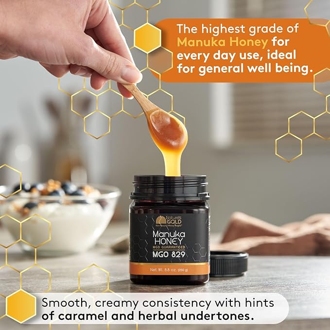 Nature’s Gold Raw Manuka Honey MGO 829+ | Authentic MGO Australian Honey Non-GMO 100% Pure Genuine Traceable from Hive to Home
