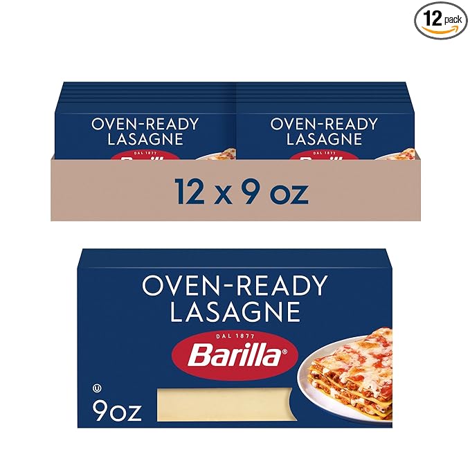 Barilla Oven-Ready Lasagne 9 oz. Box (Pack of 12) - Pasta Made with Durum Wheat Semolina - Kosher Certified
