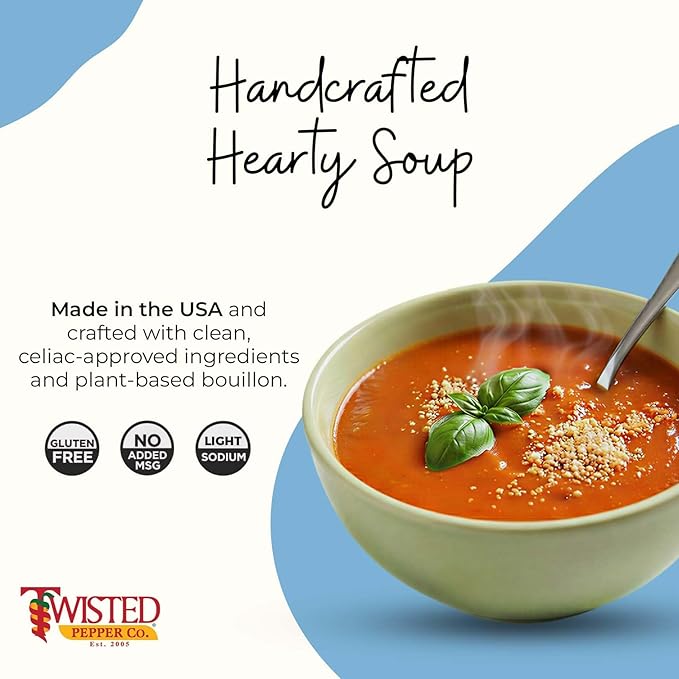 Twisted Pepper Co. Creamy Tomato Bisque Soup Mix: Gluten-Free – Handcrafted Soup – Thick Creamy &amp Zesty Tomato Flavor Quick &amp Easy Meal Ready in 30 Minutes Serves 8 Add Pasta Seafood &am