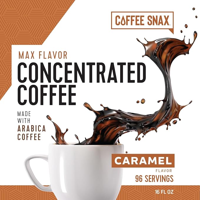 Coffee Snax Cold Brew Coffee Concentrate Caramel Coffee Concentrate with No Added Sugar (Bulk 96 Servings Bottle Caramel)
