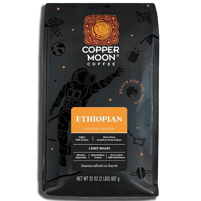 Copper Moon Whole Bean Coffee Light Roast Ethiopian Blend 2 lb. Bag